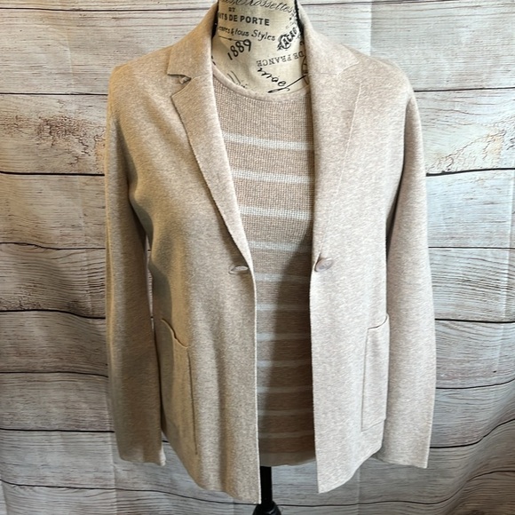 Kinross Thermal Pullover Sweater Cotton & Cashmere Blend Tan White Size Small - Picture 5 of 7